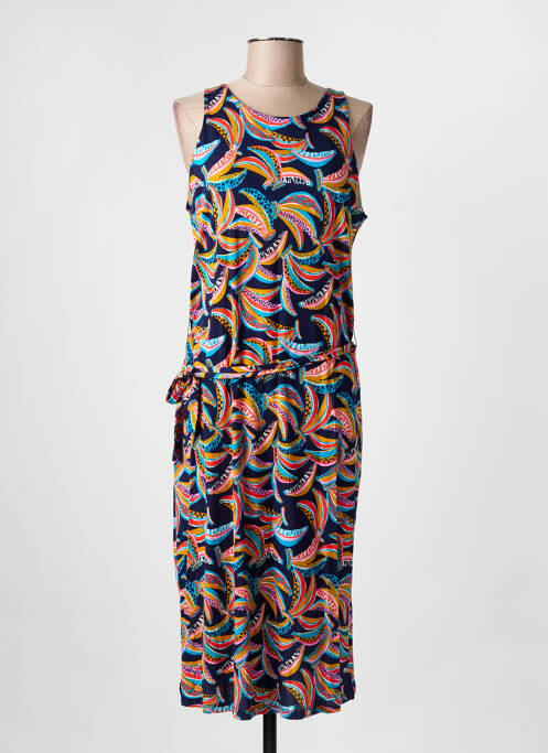 Robe mi-longue imprimé fantaisie sans manche bleu SURKANA femme