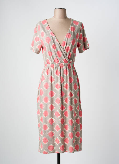 Robe mi-longue imprimé fantaisie manches courtes gris WHITE STUFF femme