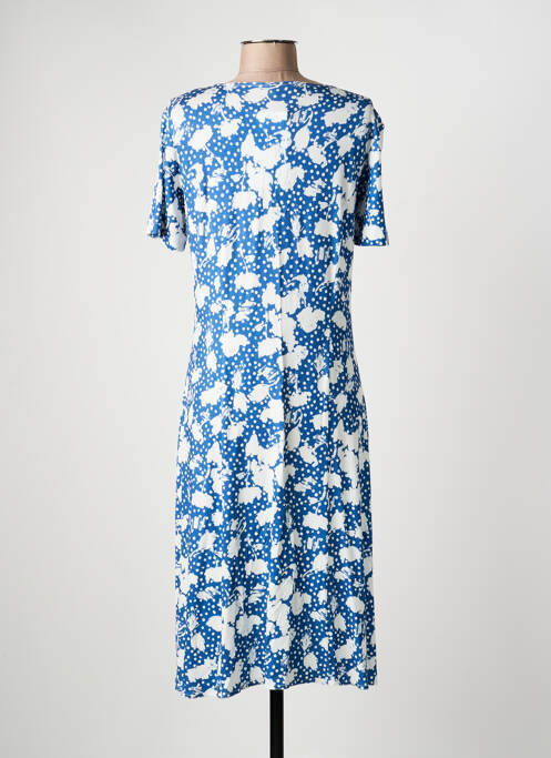 Robe mi-longue imprimé fleurs manches courtes bleu GRIFFON femme