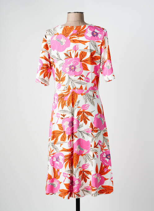 Robe mi-longue imprimé fleurs manches courtes rose ZILCH femme