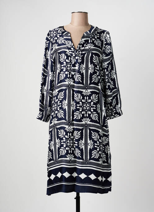 Robe mi-longue coupe fluide manches 3/4 bleu STREET ONE femme