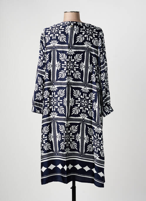 Robe mi-longue coupe fluide manches 3/4 bleu STREET ONE femme