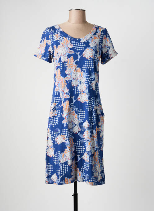 Robe mi-longue imprimé fantaisie manches courtes bleu WHITE STUFF femme
