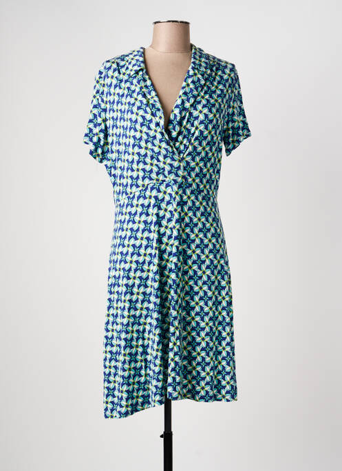 Robe mi-longue imprimé fantaisie manches courtes bleu SURKANA femme