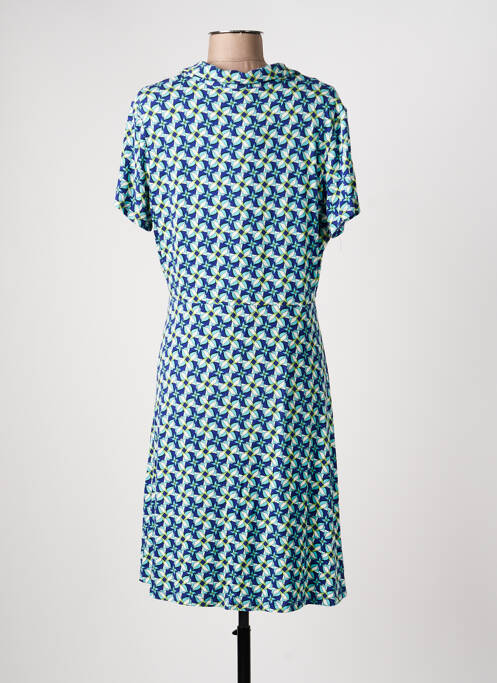 Robe mi-longue imprimé fantaisie manches courtes bleu SURKANA femme