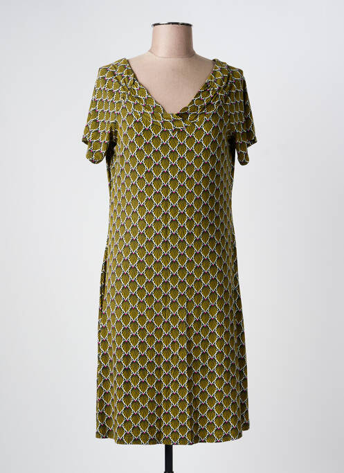 Robe mi-longue imprimé fantaisie manches courtes vert SURKANA femme