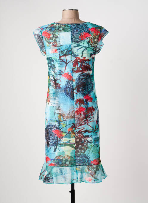 Robe mi-longue imprimé fantaisie manches courtes bleu TELMAIL femme