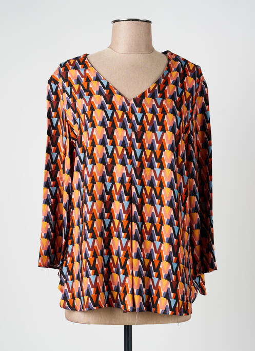 Blouse tissage popeline manches longues orange GEVANA femme