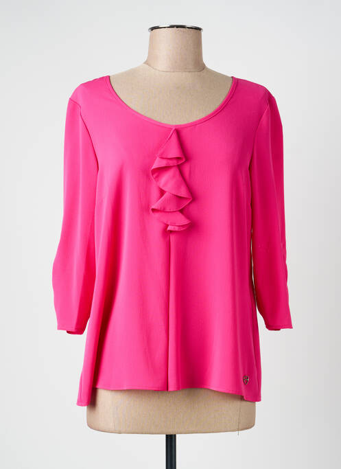 Blouse col rond manches 3/4 rose DIVAS femme