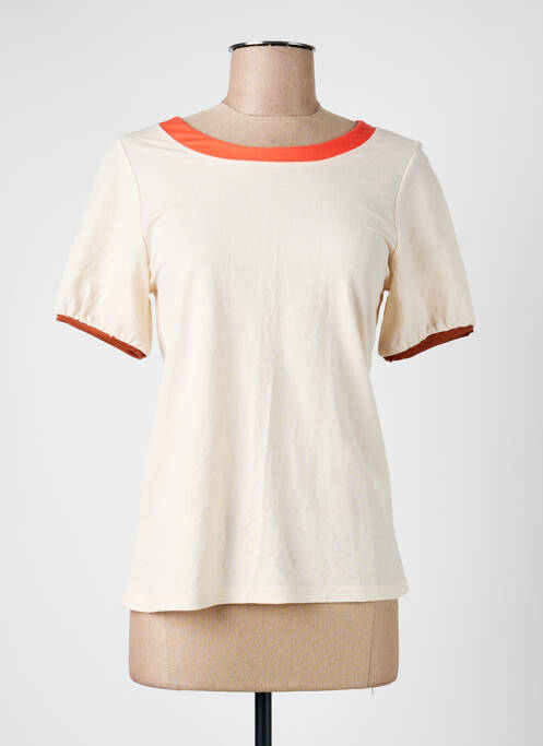 T-shirt coupe cintrée manches courtes beige WNT COLLECTION femme