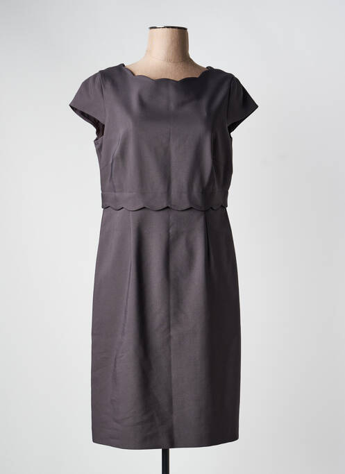 Robe mi-longue fermeture zippée au dos manches courtes gris COMMA, femme