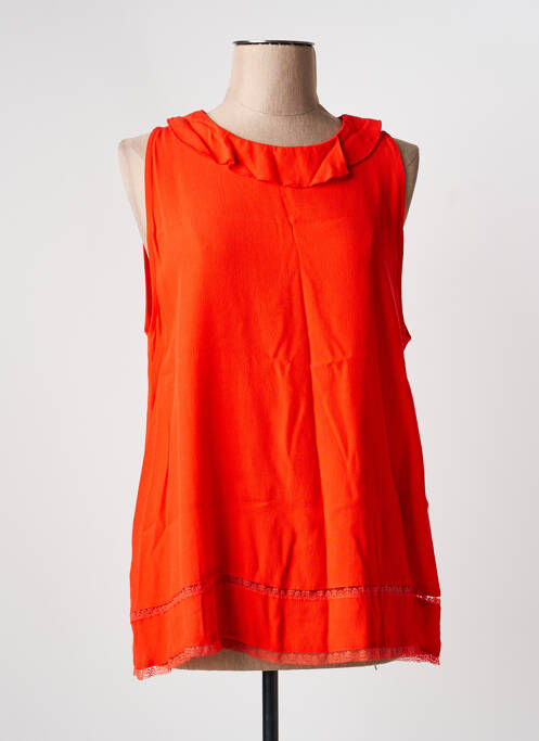 Top coupe cintrée sans manche orange NEW LILY femme