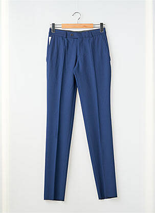 Pantalon slim taille à pinces taille haute bleu LUIGI MORINI homme