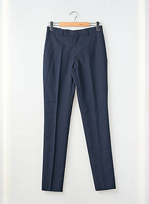 Pantalon slim taille à pinces taille haute bleu LUIGI MORINI homme