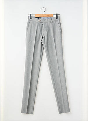 Pantalon slim tissage chiné taille haute gris LUIGI MORINI homme