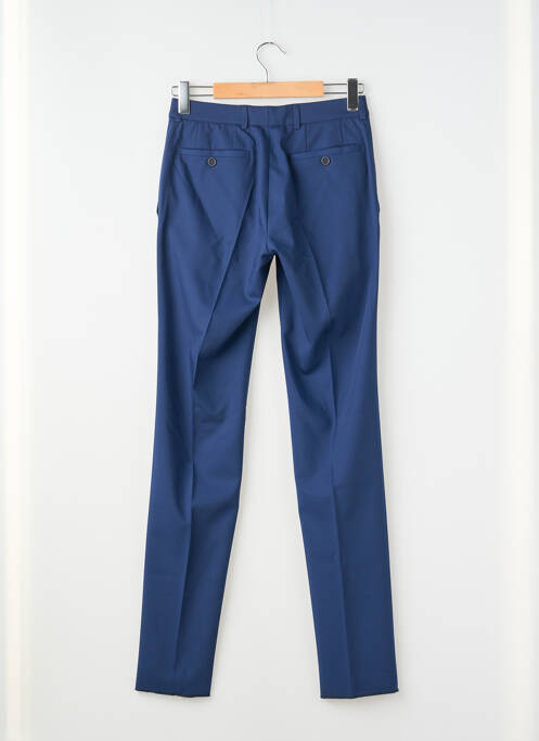 Pantalon slim taille à pinces taille haute bleu LUIGI MORINI homme
