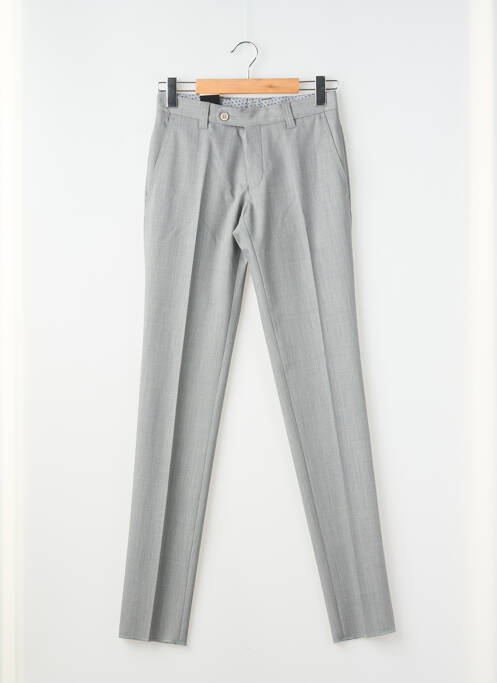 Pantalon slim tissage chiné taille haute gris LUIGI MORINI homme