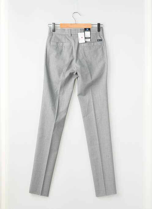 Pantalon slim tissage chiné taille haute gris LUIGI MORINI homme