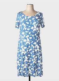Robe mi-longue imprimé fleurs manches courtes bleu GRIFFON femme
