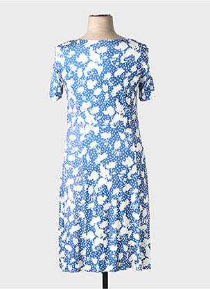 Robe mi-longue imprimé fleurs manches courtes bleu GRIFFON femme