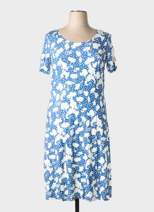 Robe mi-longue imprimé fleurs manches courtes bleu GRIFFON femme