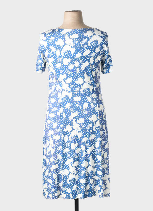 Robe mi-longue imprimé fleurs manches courtes bleu GRIFFON femme