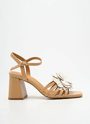 Sandales/nu pieds tissage satiné talon de 7 à 9cm beige BOBBIES femme