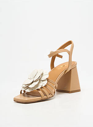 Sandales/nu pieds tissage satiné talon de 7 à 9cm beige BOBBIES femme