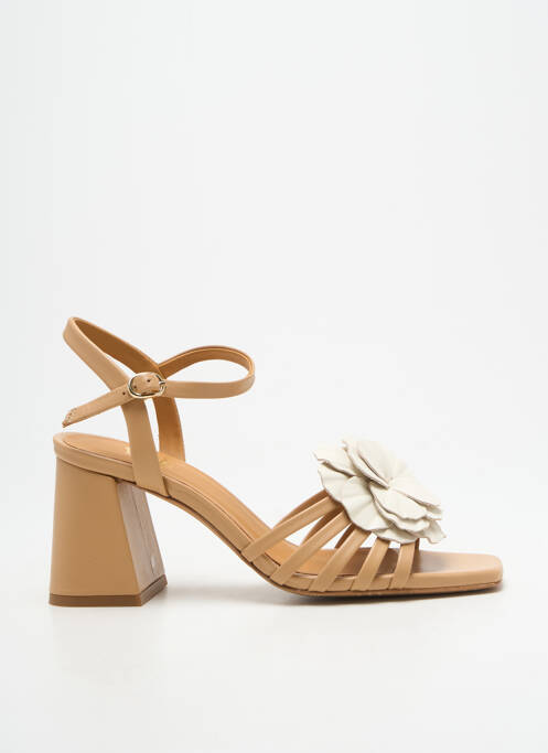Sandales/nu pieds tissage satiné talon de 7 à 9cm beige BOBBIES femme