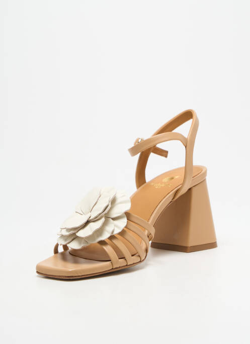 Sandales/nu pieds tissage satiné talon de 7 à 9cm beige BOBBIES femme