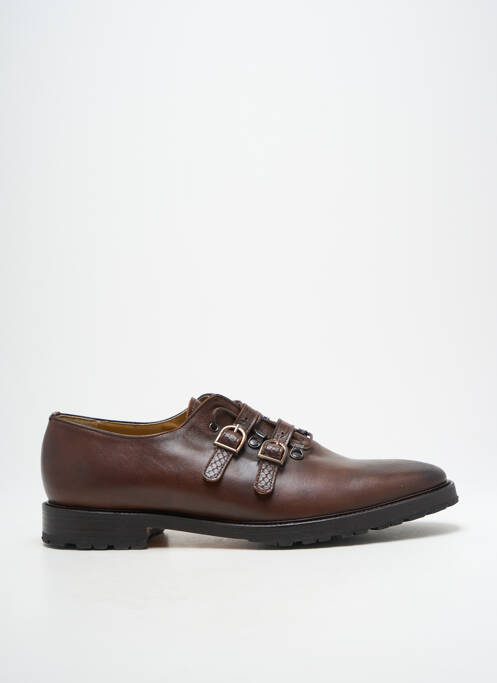 Derbies tissage satiné talon bas marron ATELIER TH VOISIN SENLIS homme