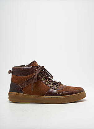 Baskets fermeture zip et lacets bout rond marron COTEMER homme