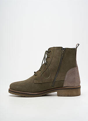 Bottines/boots tissage satiné talon plat jusqu'à 3cm vert COTEMER femme