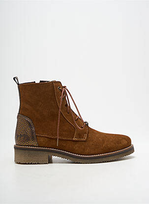 Bottines/boots tissage satiné talon plat jusqu'à 3cm marron COTEMER femme