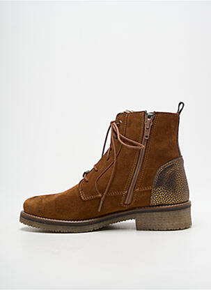 Bottines/boots tissage satiné talon plat jusqu'à 3cm marron COTEMER femme