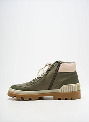 Baskets fermeture zip et lacets bout rond vert COTEMER homme