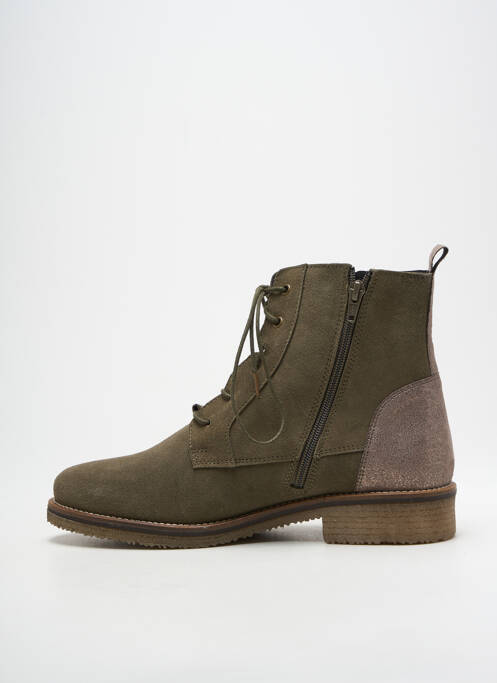 Bottines/boots tissage satiné talon plat jusqu'à 3cm vert COTEMER femme