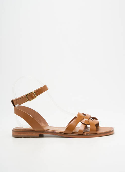Sandales/nu pieds chiquet talon plat jusqu'à 3cm marron L'ATELIER TROPÉZIEN femme
