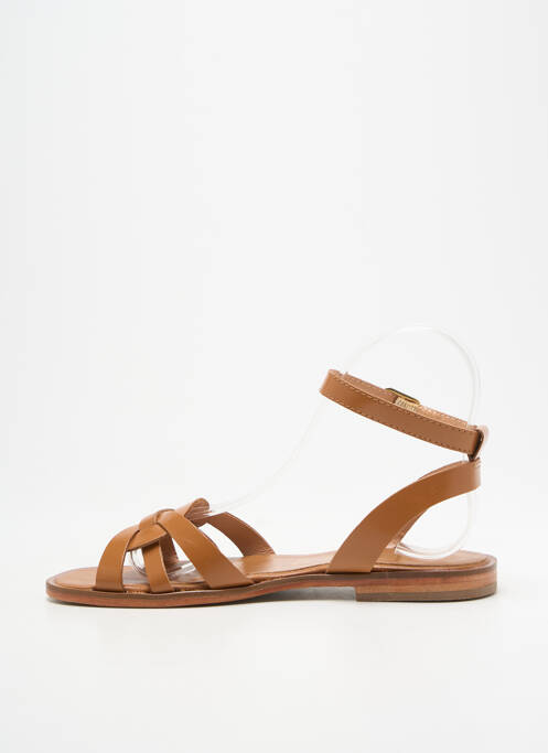 Sandales/nu pieds chiquet talon plat jusqu'à 3cm marron L'ATELIER TROPÉZIEN femme
