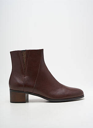 Bottines/boots tissage satiné talon de 4 à 6cm marron EMILIE KARSTON femme