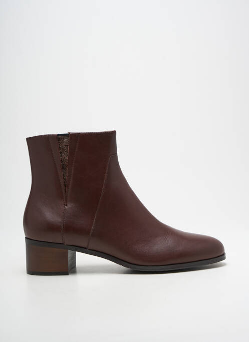 Bottines/boots tissage satiné talon de 4 à 6cm marron EMILIE KARSTON femme