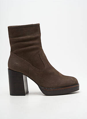 Bottines/boots matière lisse talon de 7 à 9cm marron EMILIE KARSTON femme
