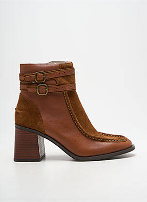 Bottines/boots tissage satiné talon de 4 à 6cm marron EMILIE KARSTON femme