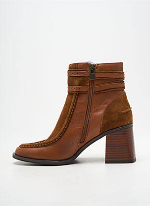 Bottines/boots tissage satiné talon de 4 à 6cm marron EMILIE KARSTON femme