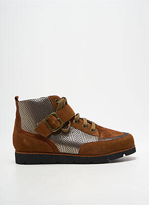 Baskets fermeture zip et lacets talon plat jusqu'à 3cm marron EMILIE KARSTON femme