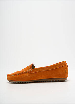 Mocassins nubuck talon plat jusqu'à 3cm orange MASTRO DOMENICO femme