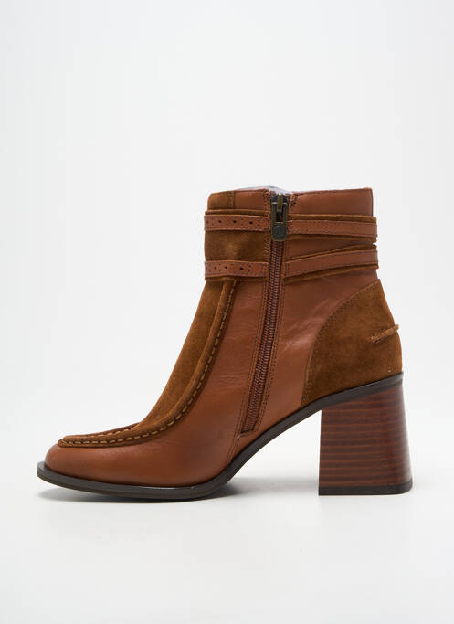 Bottines/boots tissage satiné talon de 4 à 6cm marron EMILIE KARSTON femme