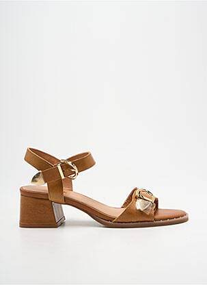 Sandales/nu pieds matière lisse talon de 4 à 6cm marron EMILIE KARSTON femme