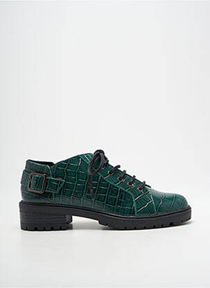 Derbies tissage satiné talon plat jusqu'à 3cm vert EMILIE KARSTON femme
