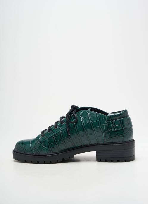 Derbies tissage satiné talon plat jusqu'à 3cm vert EMILIE KARSTON femme